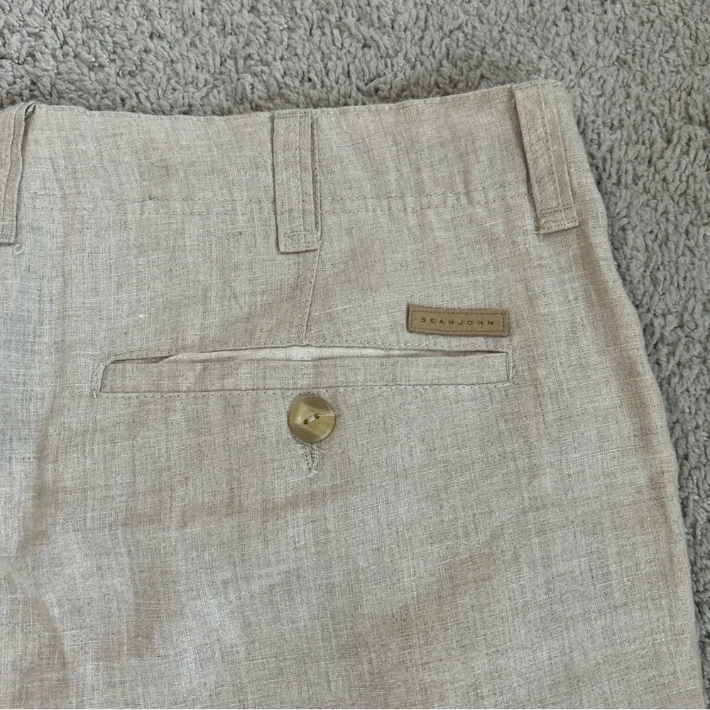Sean John Light Tan Linen Drawstring Chinos inseam 34